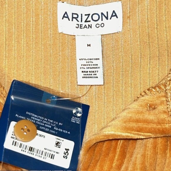 Arizona Jeans Co Women Medium Button up Khaki Shirt Jacket Pockets BRAND NEW NWT - Picture 3 of 5